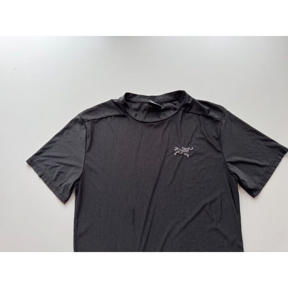 ARC'TERYX Rho Black Grey Check Jersey Short Sleeve Crew Neck T-Shirt, Size L - Picture 4 of 9